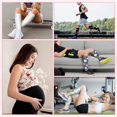 Compression Socks for Women & Men 6 Pairs 20-30 mmHg Travel Flight Socks — view 6