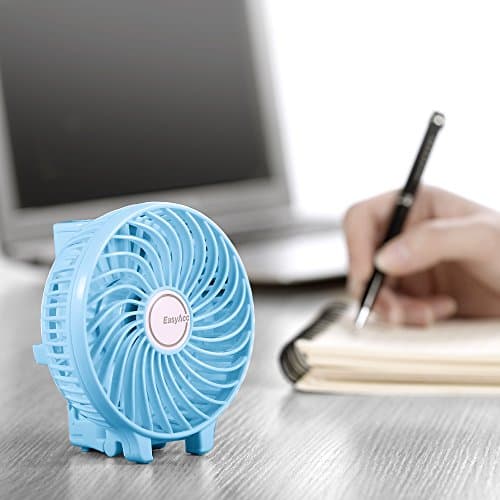EasyAcc Handheld Fan USB Fans Portable Hand Fan 3 Speeds 180° Foldable with 6 Blades Personal Electric Mini Outdoor Fan with Rechargeable Battery Foldable Handle Desktop for Home Travel Outdoor - Blue — view 3