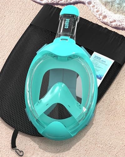 G2RISE Full Face Snorkel Mask Kids Snorkeling Set, 180 Degree Panoramic View, Anti-Fog & Anti-Leak Dry Top Snorkel Set for kids 3-8 (Mint Green) — view 6