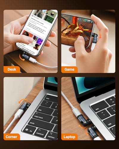 USB C Magnetic Adapter PD 240W, 180° 360° Rotating 9 PIN Type-C Adaptor — view 6