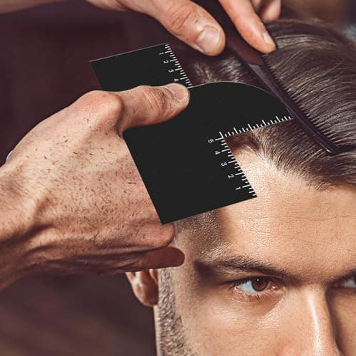 Barber Enhancement Card – 5.91in PVC | Reusable T Shape Hairline Shaping Tool with Measurement Indicators | Hairline Tool | T-Shaped Guide | Cutting Aid for Precise Shaping Measurement Men Teens Boys — view 3