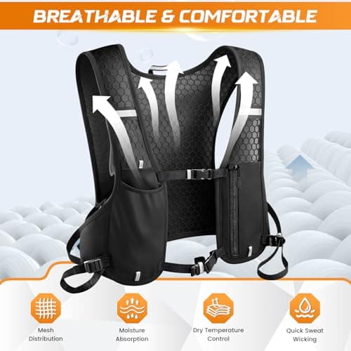 Running Vest, Hydration Vest with Water Bottle, Running Vest for Mens & Women, Running Backpack, Adjustable, Reflective Strips, Unisex — view 5