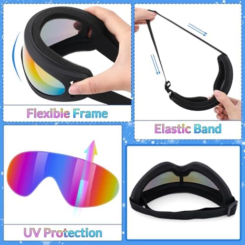 8 Pack Ski Goggles Snowboard Goggles for Men Women Kids Skiing Snowboarding Motorcycle Goggles for Adults Youth Colorful — view 2
