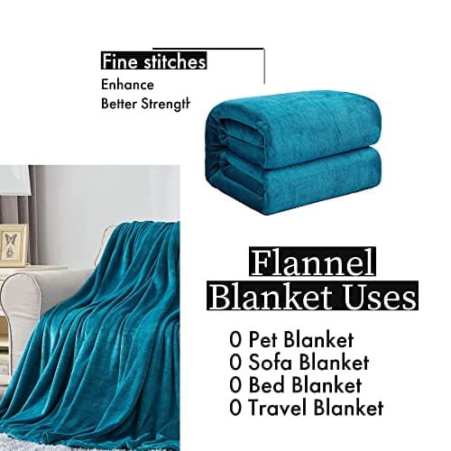 Turquoise Blue Flannel Fleece Blanket fluffy throw Super soft Bed Blanket warm comfortable Throws for sofa/couch/plush/Lightweight/Travel Blankets, Double Size, 150x200cm — view 5