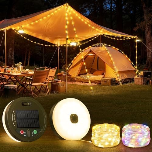 Famgoods Multicolor Solar Camping Lights, 10m Solar &USB Recharge
