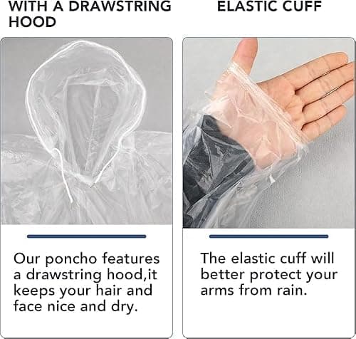 5 Pack Rain Poncho for Adults Waterproof Emergency Raincoats — view 2