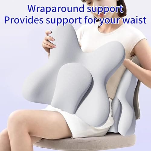 Ergonomic Lumbar Support Cushion for Office Chair - Memory Foam Back Pillow with 3D Spine Alignment, Non-Slip Base for Car Seat, Gaming Chair & Sofa (40cm x 39cm x 12.5cm) (Pink) — view 6