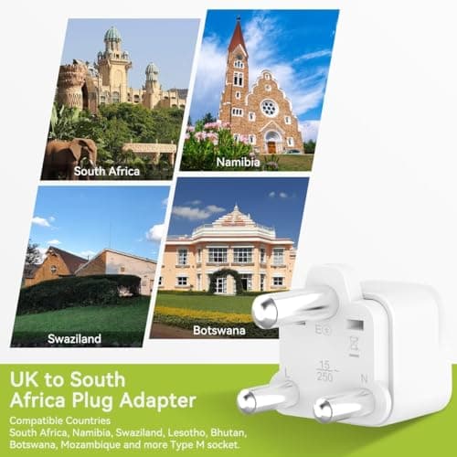 2-PACK UK to South Africa Plug Adapter,UK to South Africa Travel Adapter — view 2