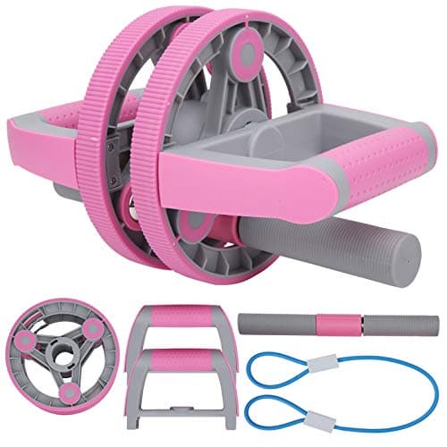 Multifunctional Abdominal Wheel Fitness Training Roller Set, Wireless Compact Gym Equipment with Lifting Handles, Direct Grip Handle and Latex Pull Strap for Home, Travel and Full (Pink) — view 4