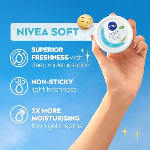 NIVEA Soft Moisturising Cream (200ml), 48H Face Moisturiser, Body and Hands with Vitamin E and Jojoba Oil, Hand Moisturiser, Vegan Formula Day Cream — view 2