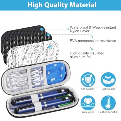 Fefod Insulin Cooler Travel Case, Medicine Cooler for Travel Insulin Case with 2 Ice Pack, Diabetic Supplies Insulin Pen Case, Diabetic Small Storage Travel Pack, Portable Insulin Travel Case — view 3