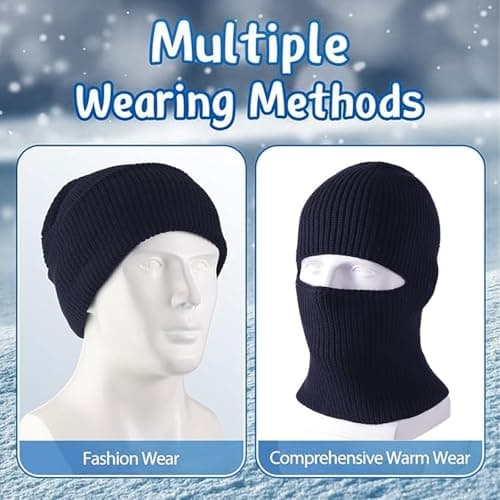 Mayoii Dual-Use Thermal Balaclava, Multifunctional Ski Mask, Elastic Balaclavas for Men, Warm Windproof Mens Beanie Hat, Winter Hat for Outdoor Sports (UK, Alpha, One Size, Navy) — view 5