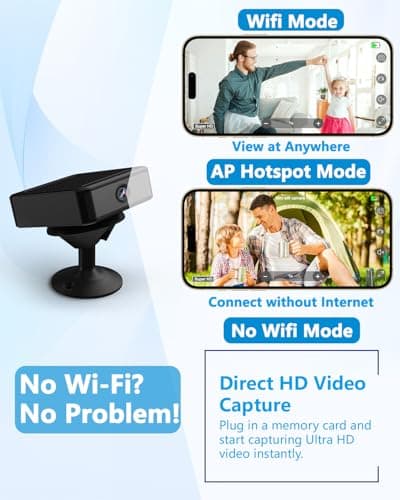 No Wifi Security Camera, 4K Mini Camera WiFi/AP Hotspot/No WiFi Available — view 2