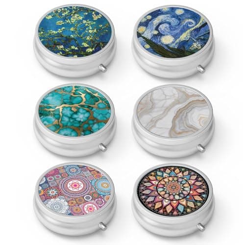 Pill Box 3 Compartment Medicine Pill Case,Portable Medicine Tablet Vitamin Holder Organizer for Purse Pocket Travel Gift… (6 Piece, Set-6-style 1)