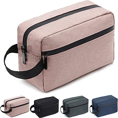 FUNSEED Travel Toiletry Bag for Women and Men, Shaving Bag for Toiletries Accessories, Foldable Storage Bags with Handle for Cosmetics Brushes Tools,Pink