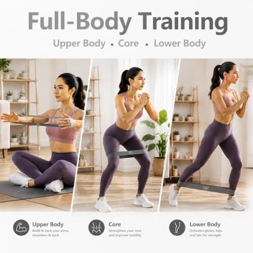 Resistance Bands Set, 5 Mini Loop Exercise Bands with X-Light to X-Heavy Resistance for Full-Body Workouts, Pilates, Stretching, Strength Training, Home Gym and Travel, TPE Fitness Bands — view 2