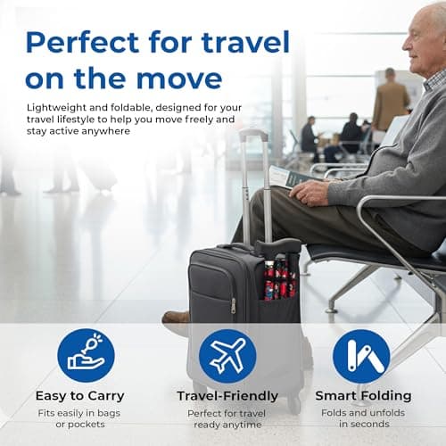 Life Healthcare Folding Walking Stick, Adjustable Aluminium, Black Floral — view 4