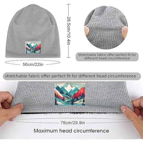 CADREWY Travel Mountain Scenery Print Waffle Pullover Hat Warm Winter Headwear Lightweight Cozy Cap Outdoor Skiing Travel, Light Grey, One size — view 2