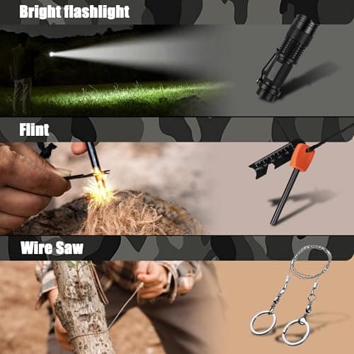 Survival Kit,74 Piece Survival Gear First Aid Kit,Waterproof Emergency Medical Kit Earthquake, Outdoor Adventure, Hiking, Hunting,Camping,Present for Men Women(Camouflage gray) — view 6