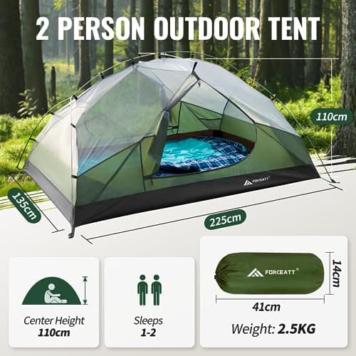 Forceatt Camping Tent,2-3 Man Tent for Outdoor PU3000mm Waterproof Tent Lightweight & Portable easy set up for Hiking Backping Eurohike — view 3