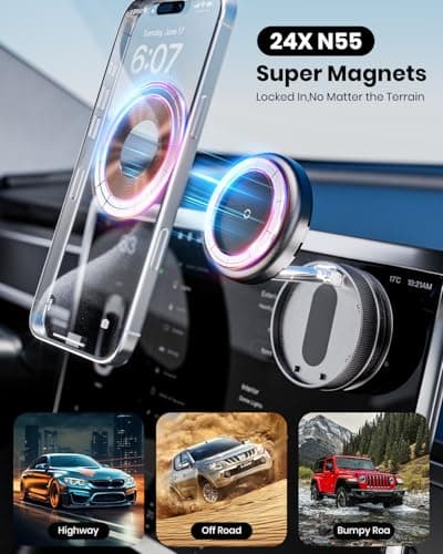 MiiKARE Upgraded Magnetic Phone Holder 360° Rotating Vacuum Magnetic Car Phone Holder for Mag-safe, Adjustable&Foldable Cars Phone Mount for Automobile/Gym/Mirror/Shower for i-Phone&Android, Pink — view 3