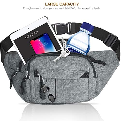 Bumbag Waist Bag, Waterproof 4 Zip Pockets Running Waist Pack Bag for Men Women, Adjustable Belt Waistpacks for Outdoors, Sport, Hiking, Travel — view 2