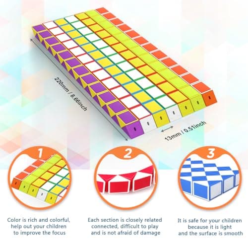 WEARXI 12 Packs 24 Blocks Magic Snake Cube, Party Bag Fillers for Kids — view 2