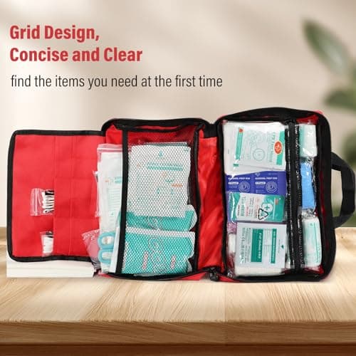 SuccorWare 380 Pieces Deluxe First Aid Kit Compact Trauma Medical Kits with Assorted Bandages, Instant Cold Pack, Emergency Blanket for Home, Travel, Office, Camping, Vehicle, Emergency Kits(Red) — view 5