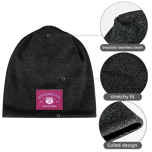 ZALXOZYL Slouchy Beanie Run Sustainable Travel Soft Journey Lightweight Traveling Light Plush Inner Lining Cartoon Patterns Travel Black 4 — view 2