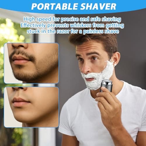 Mini Portable Electric Shaver,USB Travel Rotary Razor for Men — view 6