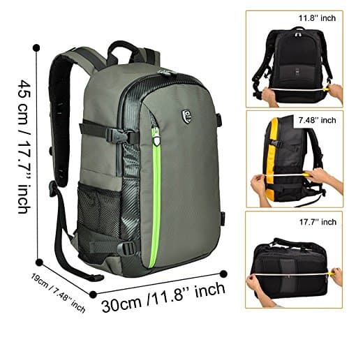 YuHan Large Capacity Waterproof Camera Backpack for DSLR/SLR, Shockproof Photography Rucksack with Padded Dividers & Rain Cover, Travel Camera Bag — view 2