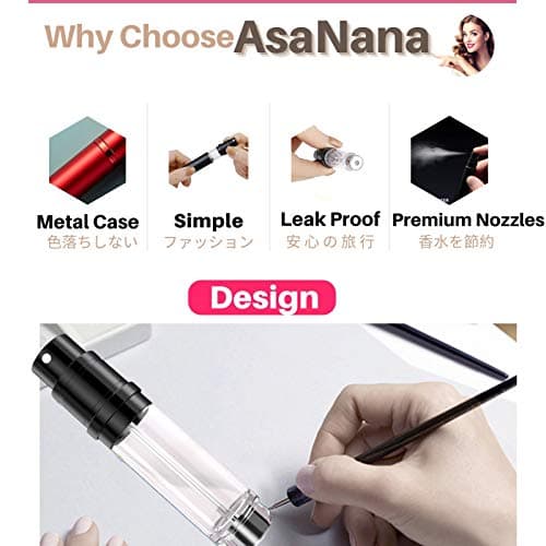 AsaNana Perfume Atomiser, Refillable & Travel Size Perfume Bottle, Leaking Proof,Bottom Pump without Funnel, Luxurious Small women and men, 5ml (Cla.-Red) — view 4