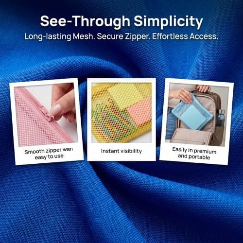 7 Pcs Small Mesh Zip Pouch Set, See-Through Cosmetic Bag for Handbag, Travel Toiletry Organizer, Lightweight Coin Purse and Daily Accessories Storage Bags — view 4