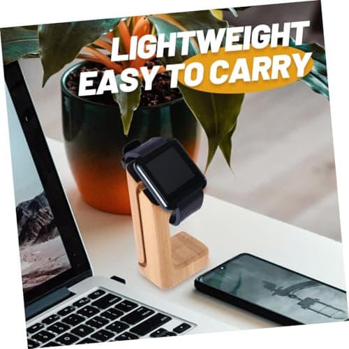 Angoily Bamboo Smart Watch Charger Stand with Non-slip Base, Compatible Smart Watch Stand and Travel Charger Dock for Convenient Desktop Charging and Organisation — view 4