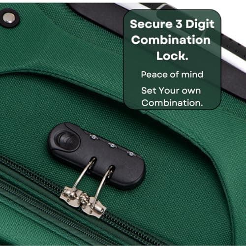 ATX Luggage 24" Medium Suitcase Soft Shell 73L Expandable Lightweight 20-23KG Hold Check in with 4 Spinner Wheels and Built-in 3 Digit Lock (Green) — view 4