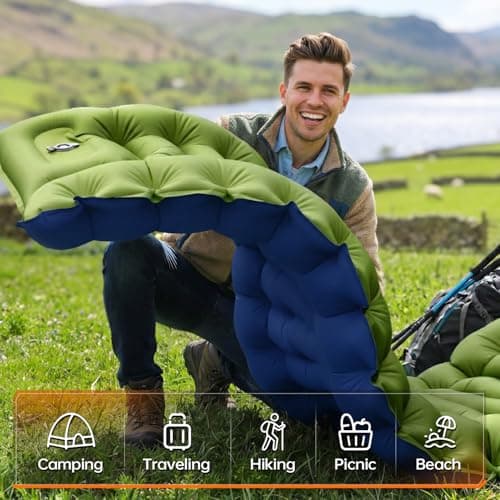 Yuzonc Camping Sleeping Pad, Ultralight Inflatable Camping Mat with Pillow Built-in Foot Pump Portable Inflatable Sleeping Pads Compact for Outdoor Camping, Backpacking, Hiking, Tents — view 5