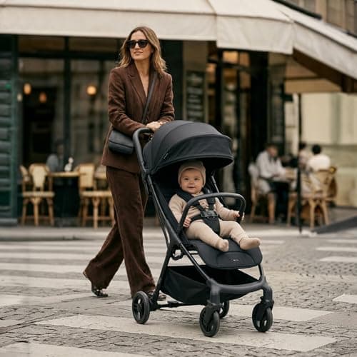 My Babiie MBX2 Compact Stroller – from Birth to 22kg, Foldable, Lightweight, Travel Buggy for Toddlers, Pushchair with UPF50+ Sun Canopy - Black — view 2