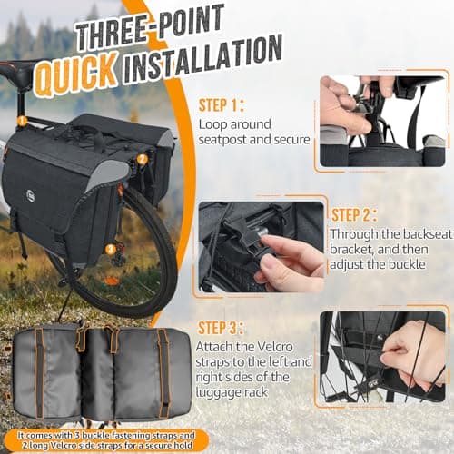 Eyein 35L Bike Pannier Bag, Waterproof Large Capacity Bike Rear Rack Bag — view 6