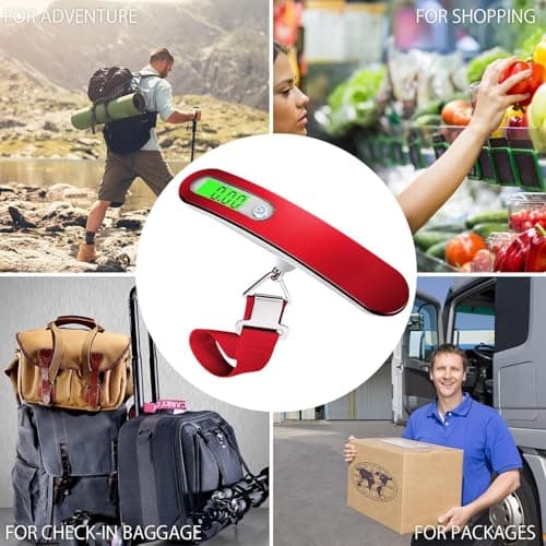SHANJE Luggage Weight Scale for Suitcases 110 Lbs World Cup Travel Accessories High Precision Travel Digital Hanging Scales 50kg Red — view 6