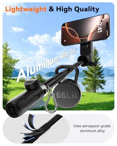 CloudValley Magnetic Mini Selfie Stick Tripod, 4-in-1 Pocket Size Phone Tripod with 360° Rotation, Detachable Bluetooth Remote, Foldable Handle Grip, Compatible with iPhone/Android for Vlog/Photo — view 3