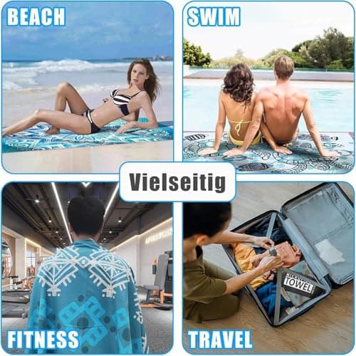 Startseite Microfibre Beach Towels for Adults - 2 Pack 180x100cm Lightweight Beach Towel Extra Large, Sand Free & Quick Dry Beach Towel Extra Large for Travel, Swim, Sports(Double Turtle) — view 4