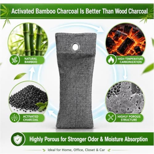 Bamboo Activated Charcoal Odor Absorber Bags, 1200g 16 Pack (16×75g) — view 4