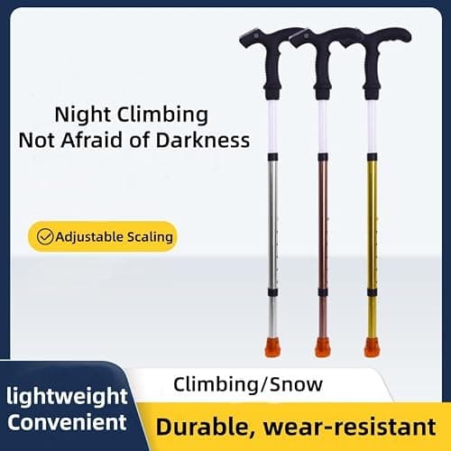 JT-HLM Luminous Trekking Pole, Height Adjustable Walking Sticks for Women and Men, Walking Stick with LED Light for Night Climb, Recharged Glowing Travel Trekking Pole IP67 Waterproof Hiking Poles — view 5