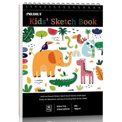 Sketch Book for Kids, 8.5 × 11 Inch Spiral Drawing Pad for Beginners