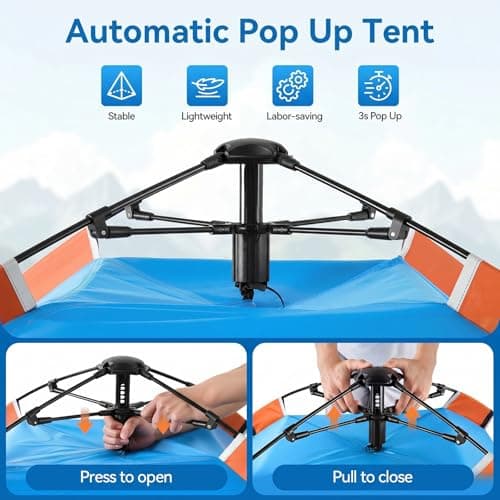 Warmiehomy Camping Tent with Porch, 2 Man Pop Up Tent, Blue — view 5