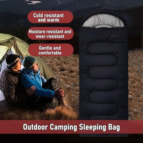 Sleeping Bags for Adults & Kids Sleeping Bag for 3-4 Season, Adult Blanket, Ultralight Carry Bag, Lightweight Compact, Soft for Outdoor Camping, Travel, Hiking (Black Plush Comfort 0-18°C) — view 6