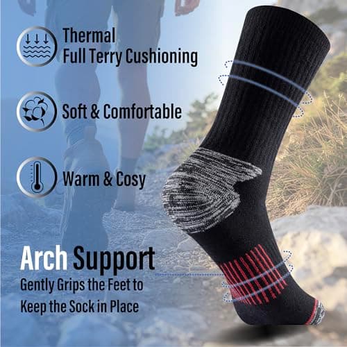 6PK Mens Thermal/Outdoor Socks - UK 6-11/EU 39-45 - Assorted — view 3