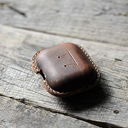 JJNUSA Genuine Leather Distressed for AirPods Pro Wireless Charging Case Leather Protective Case Cover Earbud Case — view 4