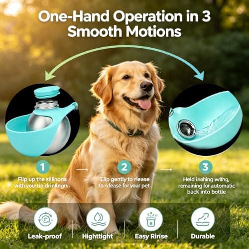 2-in-1 Portable Dog Water Bottle 285ml, Stainless Steel Pet Water Dispenser — view 2