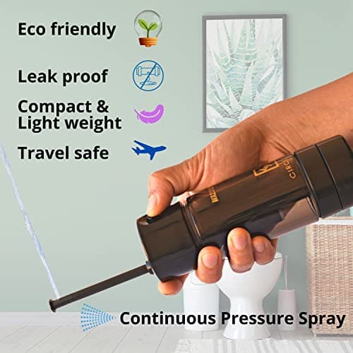 CIRCE CARE Portable Travel Bidet with Pressure Pump, No Battery, No Squeezing; Mini Eco Handheld Personal Bidet Sprayer; for Camping & Outdoors; Peri Bottle for Postpartum, Hemorrhoid, Perineal Care — view 3